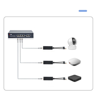 Divisor POE j45 sokcet 48V alimentación a través de Ethernet Gigabit IEEE802.3Af/At a RJ45 enchufe y USB-C para cámara CCTV Wifi AP Voip