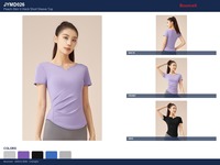 Haut de sport court athlétique pour femme en Spandex/Polyester écologique, sans couture, respirant, anti-humidité, séchage rapide, 4