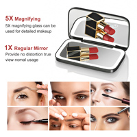 Miroir de maquillage compact de voyage à LED avec lumière et grossissement Miroir double face rechargeable 1X/5X Cadeaux de demoiselle d'honneur pour les filles