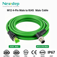 Adaptor Kabel M12 ke RJ45 EtherCAT M12 4-Pin D Code CAT5E Shielded SFTP Kabel Jaringan Industri untuk Sistem PLC