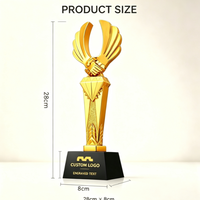 Trofeo de Placa de Premio Personalizado al por Mayor, Chapado en Oro, con Base Negra Grabable, OEM ODM, para Eventos Empresariales y Ceremonias de Premiación Airose