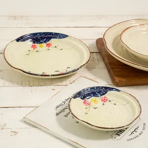 Restaurant suppliers high quality round yellow dinner dishes porcelain dinnerware sets matte ceramic plates