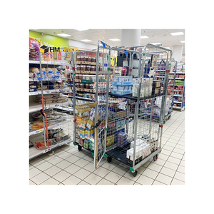 Metal süpermarket mobil depolama <span class=keywords><strong>Nestable</strong></span> rulo kafes arabası - Product Image 1