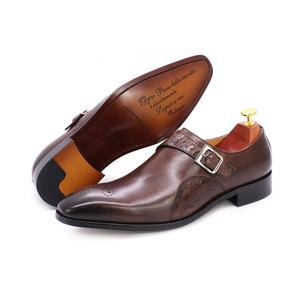 Zapatos de <span class=keywords><strong>vestir</strong></span> de cuero auténtico para <span class=keywords><strong>hombre</strong></span>, mocasines cómodos hechos a mano con correa de monje, para negocios y oficina, gran oferta - Product Image 6
