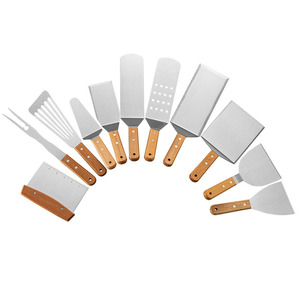 Spatule de barbecue d'extérieur en acier inoxydable, spatule plate, racloir, retourneur de crêpes et de hamburgers pour grillades JT596 - Product Image 1