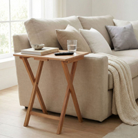 Meubles de salle à manger pliants rustiques en bois, plateau TV et tables à café/latérales/ordinateur portable, plateau en marbre, pieds en métal marron 49x39x65cm