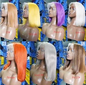 Nueva tendencia-Peluca de cabello humano brasileño para mujeres negras, postizo de encaje frontal con cierre Bob corto, de platino - Product Image 3