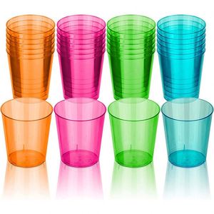 Vente en gros de verres à vin miniatures transparents personnalisés pour fêtes, 2 oz, gobelets à shot en plastique multicolores - Product Image 1