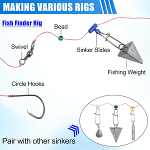 70 pièces <span class=keywords><strong>de</strong></span> glissières <span class=keywords><strong>de</strong></span> lest robustes avec connecteurs <span class=keywords><strong>de</strong></span> poids pivotants à mousqueton Duo-Lock en acier inoxydable pour la pêche au poisson-chat - Product Image 4
