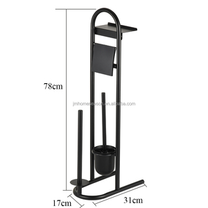 SY Noir Libre Debout Salle De Bains Caddy Combo Ensemble <span class=keywords><strong>Brosse</strong></span> De <span class=keywords><strong>Toilette</strong></span> <span class=keywords><strong>et</strong></span> <span class=keywords><strong>Porte</strong></span>-<span class=keywords><strong>Papier</strong></span> Support De Sol - Product Image 2