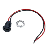 Câble d'alimentation USB-C femelle étanche à montage sur panneau vers PH2.0 2P à fils ouverts, port de charge personnalisé avec couvercle