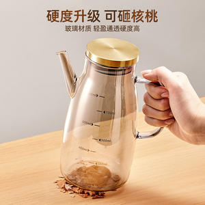 Botella de vidrio para aceite de 1000 ml con tapa metálica redonda, transparente, para almacenamiento de condimentos de cocina, para aceite, salsa de soja, vinagre - Product Image 4