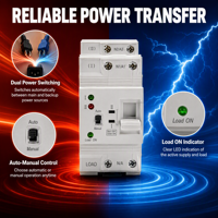 CNFLY Din Rail ATS L N AC 690V Tembaga 10kA Kapasitas Pemutusan Kecil Transfer Otomatis Daya Ganda 2P 63A 80A VA Protector Model