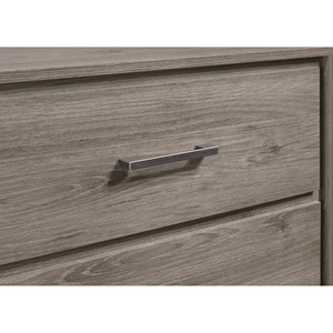 Contemporary 2-<b>Drawer</b> <b>Storage</b> Nightstand Grey Oak Finish Metal Handle - Product Image 3