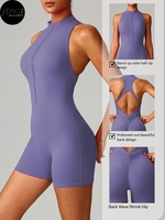 Justaucorps de sport personnalisé pour femme, dos ouvert, demi-zip avant, en nylon et élasthanne, style streetwear, pour yoga, pilates, sport, gym, fitness