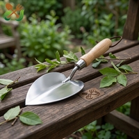 Truelle de jardin en acier inoxydable brillant avec manche en bois massif, pelle à main durable pour la culture des fleurs et des légumes