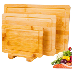 Bamboo Cutting Board Set Eco-friendly Dishwasher Safe with Juice Grooves & Drawers and Holder - Product Image 1