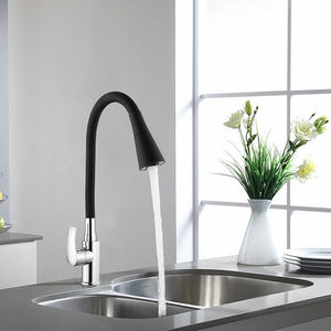 Grifo de cocina negro, Caño barato, Trompeta Flexible de silicona colorida en cualquier dirección, giratorio, manguera de acero inoxidable 201, mezclador - Product Image 4