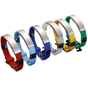 Hete Verkoop Nieuwe Custom Gegraveerde Logo Cadeau Polsband Multi Kleuren Zacht Verstelbare Siliconen Roestvrijstalen Armband