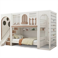 JS Multifonctionnel Confortable Simple Lit Superposé Supérieur Arbre Maison Toboggan Bois Massif pour Enfants Chambre Salon Princesse Hôtel