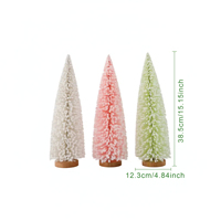 SANWEI Mini Rosa Weihnachtsbaum Künstliche Deko Flaschenbürsten-Bäume Tisch-Weihnachtsbaum-Dekorationen für Zuhause Winter-Party-Deko