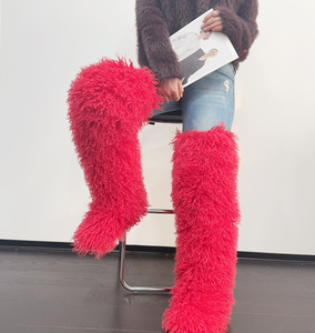 נשים באיכות גבוהה שטוח עקב על הברך מטושטשת פרווה פרווה שלג bootsy bootsofsoft ברך ירך גבוה הבוהן mongolian פרווה מגפיים פרווה - Product Image 4