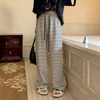 Pantalon droit taille haute uni et doux avec cordon élastique, coupe ample confortable, idéal pour l'été et le quotidien, disponible en 2 couleurs