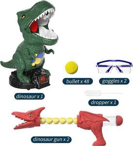 恐龙玩具射击游戏儿童目标练习，包括液晶得分记录和48个泡沫球、2支枪和谷歌 - Product Image 6