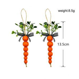 ชุดลูกปัดไม้รูปแครอท 2 ชิ้น สีธรรมชาติ ทำมือ ดีไซน์เรียบง่าย ขนาด 13.5 ซม. สำหรับตกแต่งบ้านและงานปาร์ตี้ - Product Image 2
