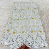 Dentelle suisse en voile brodée de fleurs NI.AI avec pierres, tissu en voile de coton africain, tissus de mariage pour femmes nigérianes
