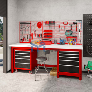Banc de travail industriel robuste à grande capacité avec tiroir et panneau perforé pour outils - Product Image 1