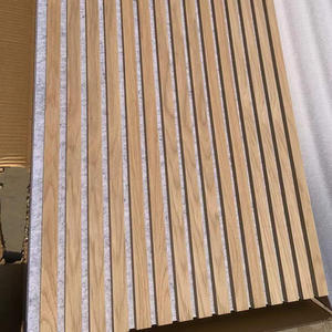 モダンな幾何学的デザインの音響壁パネル自然ベニヤ木製スラット防音屋内ヴィラ防音壁 - Product Image 4