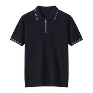 Camicia a girocollo Color block da <span class=keywords><strong>uomo</strong></span> in lana Merino 1/4 <span class=keywords><strong>maglia</strong></span> a maniche corte con chiusura a Zip in 100% - Product Image 2