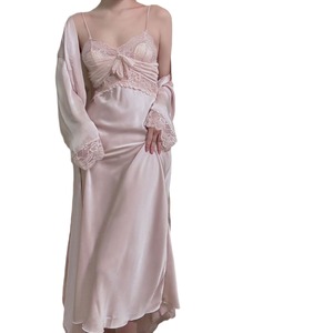 Gran oferta, camisón Sexy de encaje para chicas, bata de noche, conjuntos de 2 piezas, pijama de lujo de satén Sexy, traje para mujer, ropa Sexy, pijama para mujer - Product Image 4