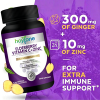 OEM Private Label Zwarte Vlierbes Vitamine C Zink Capsules 5-in-1 Immuunondersteunende Supplement Vitamine D3 Gember Veganistisch Volwassenen 120 stuks