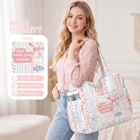 Sac fourre-tout imperméable en velours côtelé pour femmes, grande capacité, sac fourre-tout mignon, 6 poches, fermeture à glissière, sac à bandoulière, sac à main pour le travail