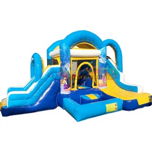 Castillo inflable con tobogán y piscina de chapoteo con temática oceánica, casa inflable comercial. - Product Image 1