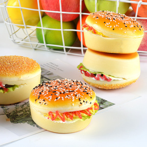 Modèle de pain à hamburger en PU, jouet alimentaire, aimant de réfrigérateur, accessoire de photographie, présentoir de vitrine de boulangerie. - Product Image 3