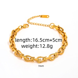 <span class=keywords><strong>Bracciale</strong></span> a catena con maglie a nodo in <span class=keywords><strong>acciaio</strong></span> inossidabile placcato oro 18 carati di alta gamma per donna, gioielli alla moda - Product Image 5