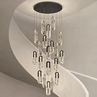 Décoration intérieure contemporaine, lustre moderne pour plafond, escalier de villa ou d'hôtel, lustre luxueux en cristal lumineux
