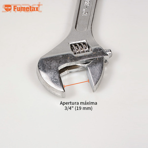 Chiave Inglese FUMETAX Regolabile <span class=keywords><strong>in</strong></span> Acciaio al Carbonio Forgiato, 6 Pollici, Finitura Cromata, Graduazione Doppia Pollici/<span class=keywords><strong>Millimetri</strong></span>, Fai-da-Te, Metrica, OEM - Product Image 5
