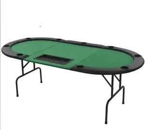 9-Player Folding 3 Fold Oval Green Portable poker table entertainment table manufacturers direct poker table custom