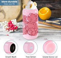 Tasse en acier inoxydable 304 brillante de 16oz tasse de couleur de sublimation Mason Can gobelet sous vide à double paroi avec couvercle de paille en plastique de couleur