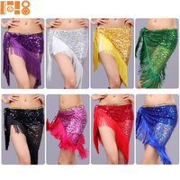 Foulard de taille triangulaire à franges de paillettes pour femme, idéal pour la danse du ventre, la danse latine, les fêtes de carnaval et les spectacles sur scène