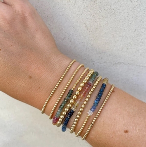 Individuelles 18K-<span class=keywords><strong>Gold</strong></span> gefülltes trendy geschnittenes Multi-Naturstein-Stapel-Heilungskristall Edelstahl-Edelstein-Goldperlen-Armband - Product Image 3