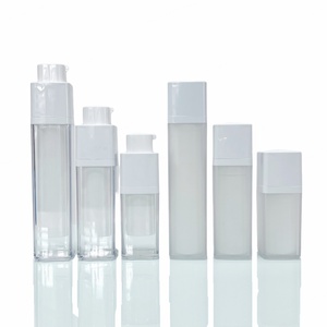 Free Sample Serum Lotion Shampoo Airless <b>Pump</b> <b>Bottles</b> 15ml 30ml 50ml Square Double Wall Cosmetic Skincare Packaging - Product Image 4