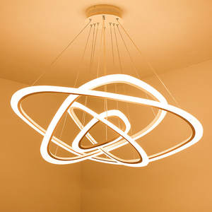 Remote Control Acrylic Oval Pendant Light Adjustable Height Hanging Lamps for Living Room Metal and Acrylic Middle Sized - Product Image 5