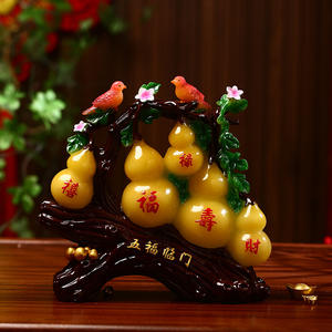 Figurine de gourde sculptée en résine époxy, forme personnalisée, porte-bonheur, salon, meuble TV, Feng Shui, art populaire, souvenir - Product Image 4