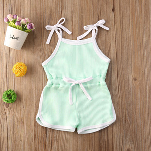 Nuevo Diseño, Lindos Monos de Algodón Acanalado para Bebés Niñas, Mono de una Pieza con Tirantes de Lazo, Ropa para Niñas - Product Image 4
