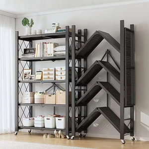 Étagères de rangement pliables en métal à 5 niveaux, organisateur de <span class=keywords><strong>cuisine</strong></span> <span class=keywords><strong>sur</strong></span> pied, tailles personnalisables, étagères mobiles - Product Image 4